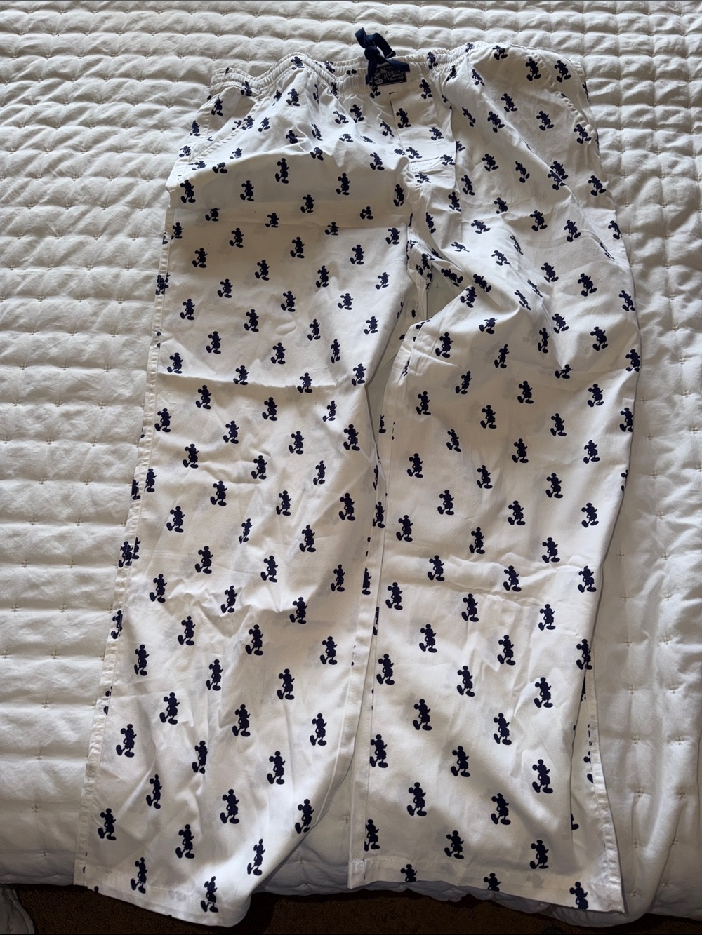Disney White Joggers with Navy Mickey Pattern